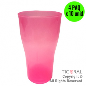 VASO COLA COLOR FUCSIA FLUO 4 PAQUETES x 10 UNIDADES